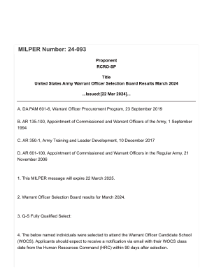 MILPER 编号：24-093 - 美国陆军征兵司令部